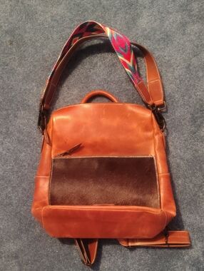 STS Ranch Leather Convertible Women Backpack - Brown Gun Holster Inside